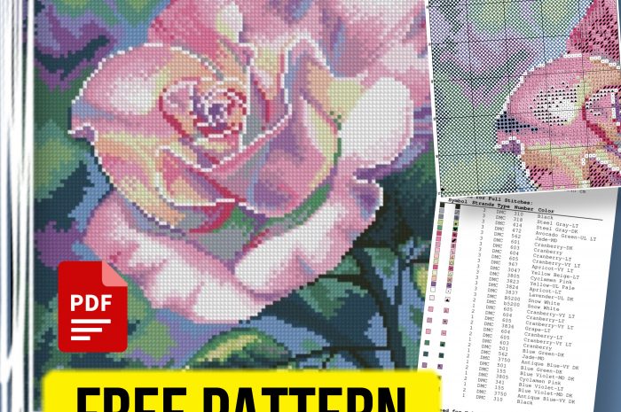 “Beautiful Rosa” – free cross stitch pattern