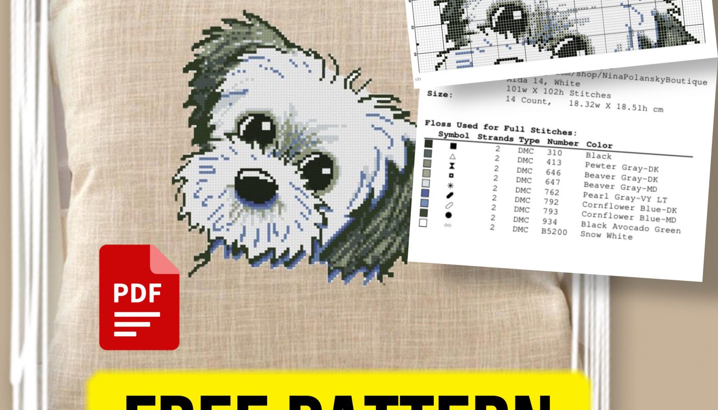 “Dog Portrait” - Free Cross Stitch Pattern Animals