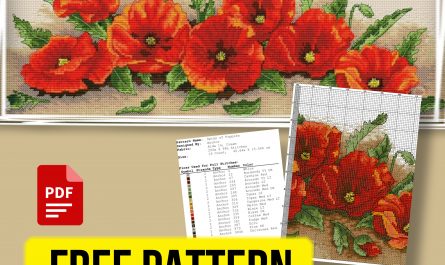 “Spray of Poppies” - Free Large Cross Stitch Pattern Flowers