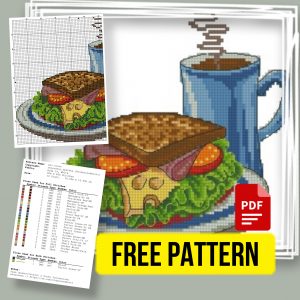 “Breakfast” - Free Cross Stitch Pattern PDF Kitchen Food