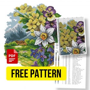 “Spring Landscape” - Free Cross Stitch Pattern Nature Flower