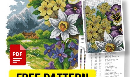 “Spring Landscape” - Free Cross Stitch Pattern Nature Flower