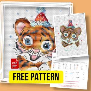 “New Year Tiger” - free cross stitch pattern Christmas
