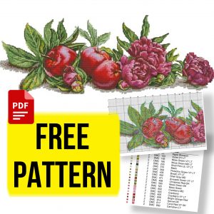 “Peonies and Apples” - Free Cross Stitch Pattern Flowers