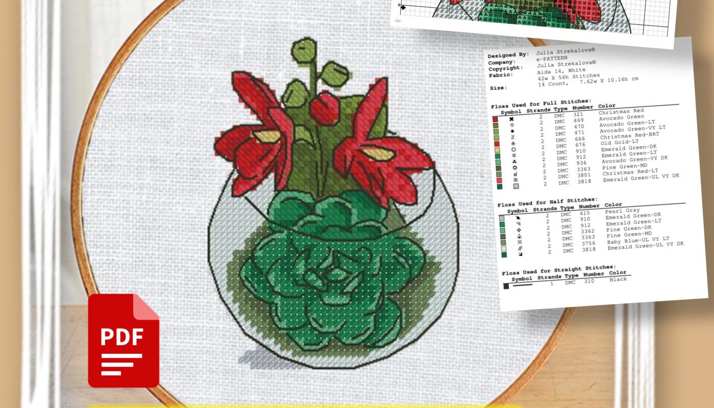 “Florarium” - Free Cross Stitch Pattern Flowers Nature