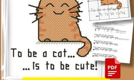 “Morris. Cute cat” - Free Small Cross Stitch Pattern Funny