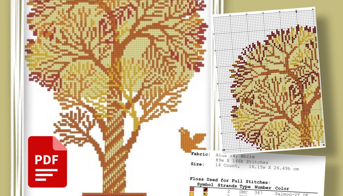 “Monochrome Tree” - Free Cross Stitch Pattern Nature Easy