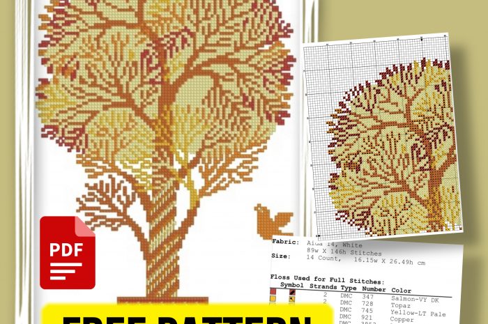 “Monochrome Tree” – free cross stitch pattern