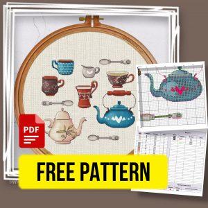 “Tea time” - Free Cross Stitch Pattern Food Kitchen Small