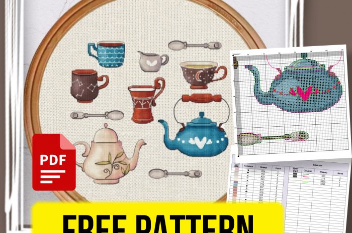 “Tea time” – free cross stitch pattern