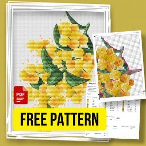 “Mimosa Flowers” - Free Cross Stitch Pattern PDF Flowers