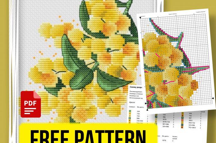 “Mimosa Flowers” – free cross stitch pattern