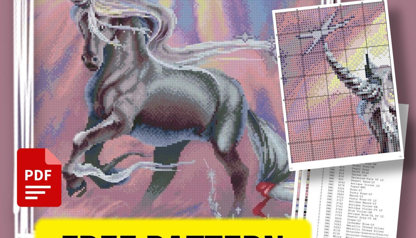 “Unicorn” - Free Large Cross Stitch Pattern Animals Horse