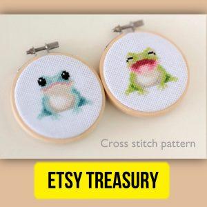 “Double Frog” - Cross Stitch Pattern on Etsy for Beginners
