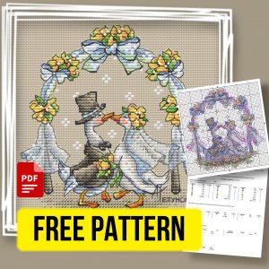 “Wedding Kiss” - Free Small Cross Stitch Pattern Love Goose