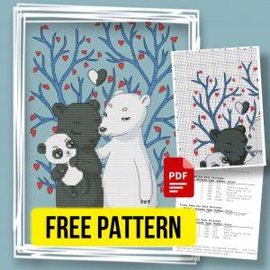 “Panda Family” - Free Cross Stitch Pattern Animals Download