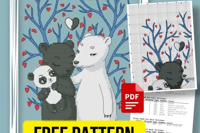 “Panda Family” – free cross stitch pattern