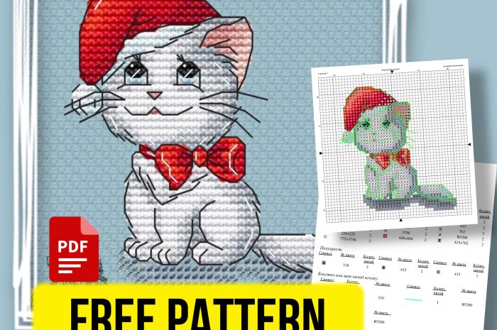 “Winter Cat” – free cross stitch pattern