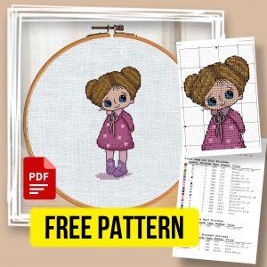 ”Shyness Girl” - Free Cross Stitch Pattern Doll Download