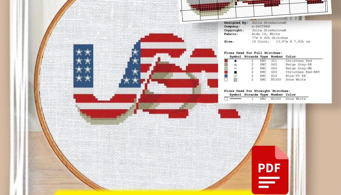 “USA Flag” - Free Small Cross Stitch Pattern Download