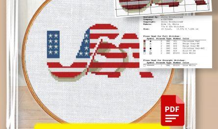 “USA Flag” - Free Small Cross Stitch Pattern Download