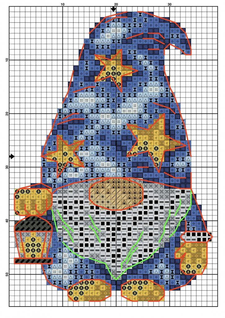 Gnomes hippy neon psychedelic colors love and peace counted cross stitch pattern PDF
