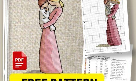 “Mom and baby” - Free Cross Stitch Pattern Birth Announcement