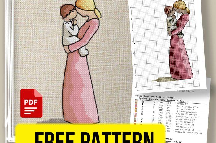 “Mom and baby” – free cross stitch pattern