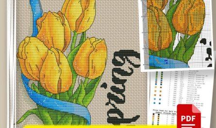 “Tulips Bouquet” - Free Cross Stitch Pattern Flowers Design