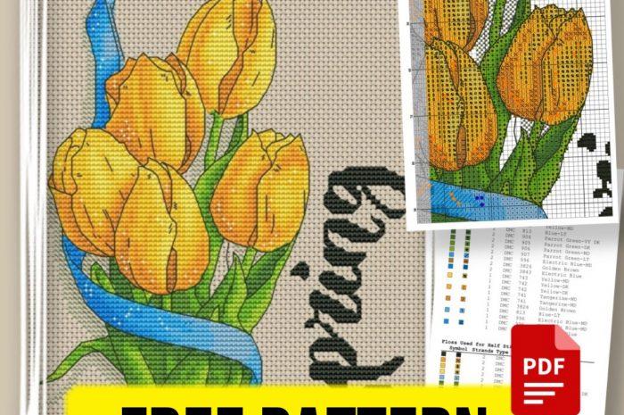 “Tulips Bouquet” – free cross stitch pattern