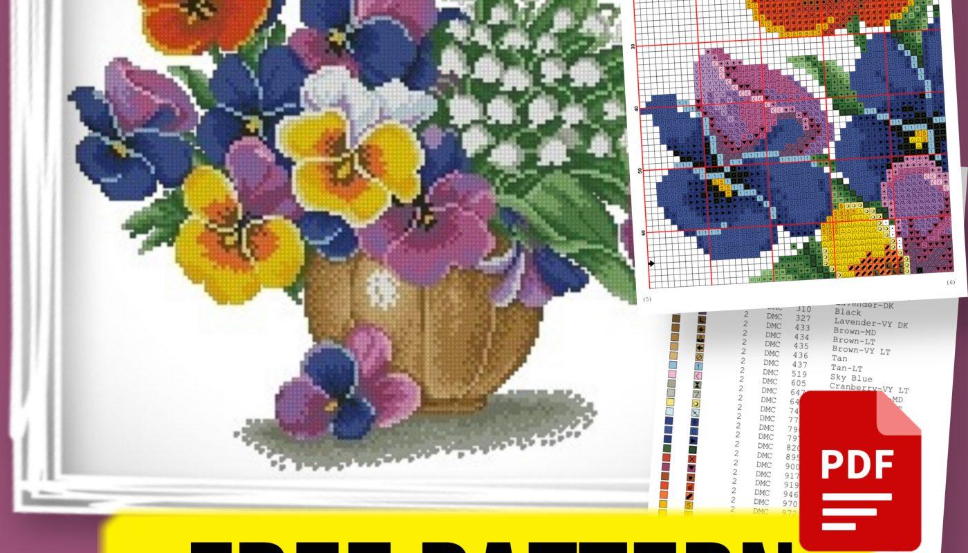 “Flowers” - Free Printable Cross Stitch Design Nature