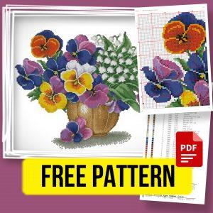 “Flowers” - Free Printable Cross Stitch Design Nature