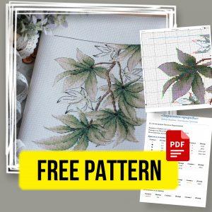 “Green Leaves” - Free Cross Stitch Pattern Nature Flowers