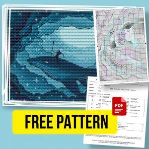 “Whale” - Free Cross Stitch Pattern Animals Sea Fantasy﻿