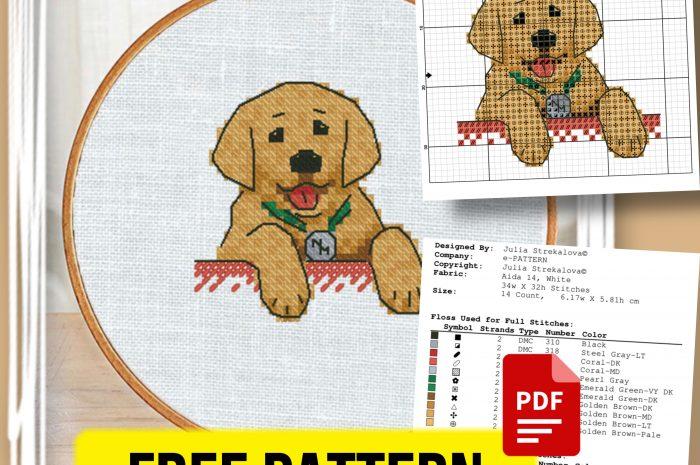 “Cute dog” – free cross stitch pattern