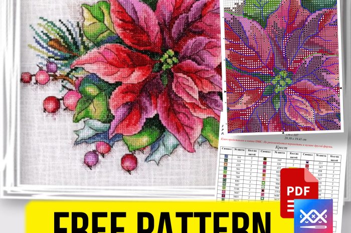 “Poinsettia” – free cross stitch pattern
