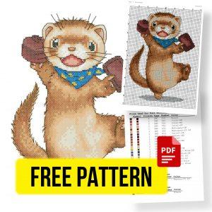 “Choco Ferret” - Free Cross Stitch Pattern Animals Funny