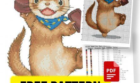 “Choco Ferret” - Free Cross Stitch Pattern Animals Funny
