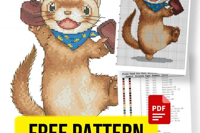 “Choco Ferret” – free cross stitch pattern