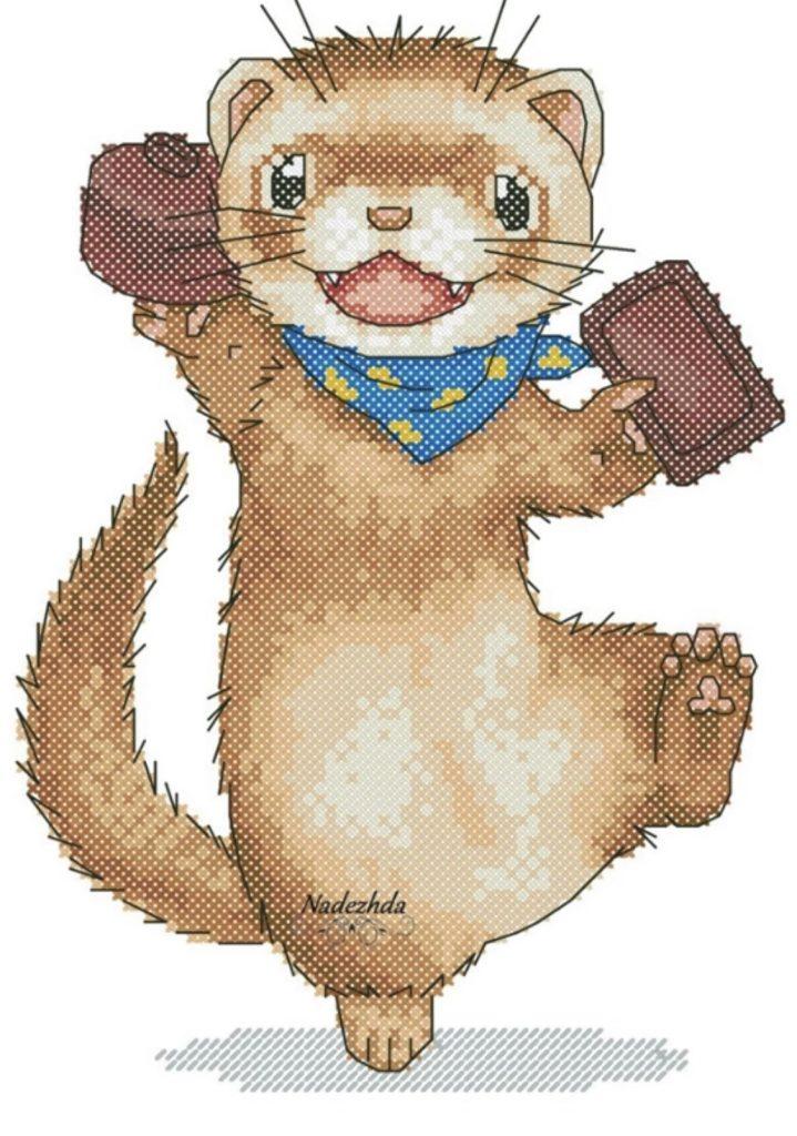 Choco Ferret” - Free Cross Stitch Pattern Animals Funny