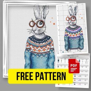 “Rabbit Hipster” - Free Cross Stitch Pattern Fantasy Animals