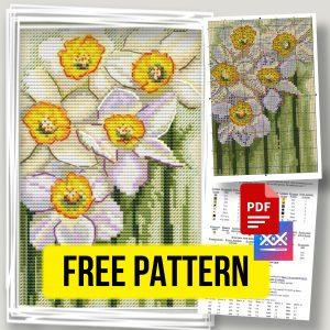“Narcissist” - Free Printable Cross Stitch Pattern Flowers