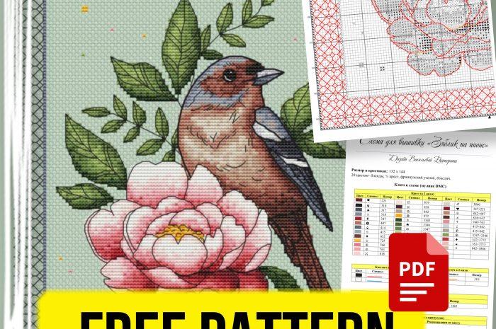 “Bird and Flower” – free cross stitch pattern