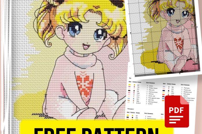 “Girl Rabbit” – free cross stitch pattern