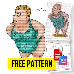 “WTF” - Free Cross Stitch Pattern Funny Woman PDF XSD