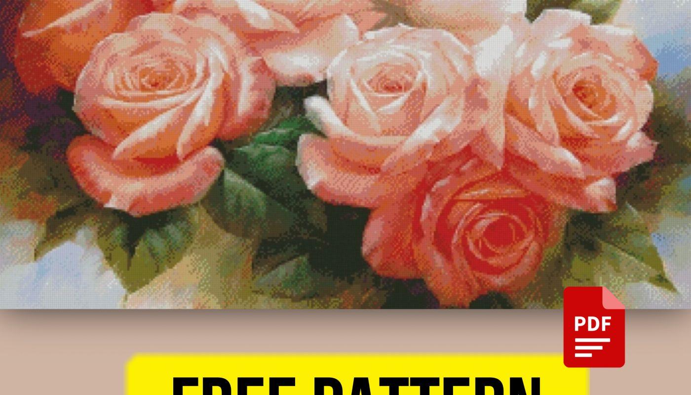 “Roses” - Large Free Cross Stitch Pattern Nature Flowers