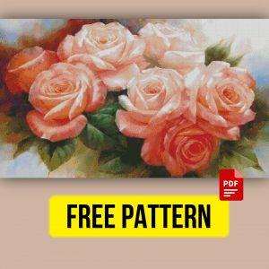 “Roses” - Large Free Cross Stitch Pattern Nature Flowers