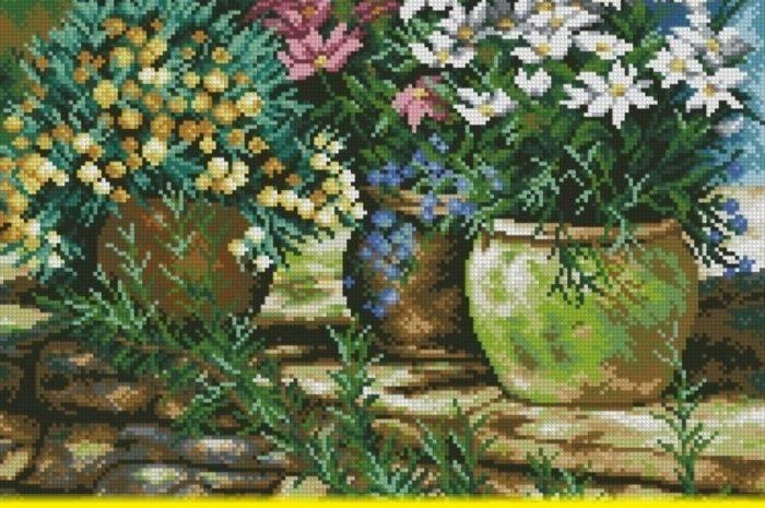 “Potted Flowers” – free cross stitch pattern
