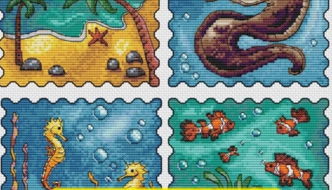 “Sea world” - Free Cross Stitch Pattern Fish Design Download