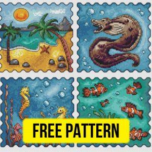 “Sea world” - Free Cross Stitch Pattern Fish Design Download